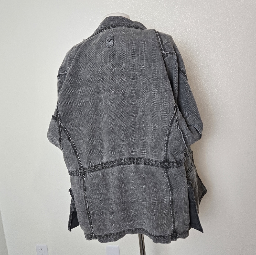 NSF Joli Jacket Size XS Linen Lyocell Blend NWT Utility Grunge Burn Cargo - Picture 11 of 16